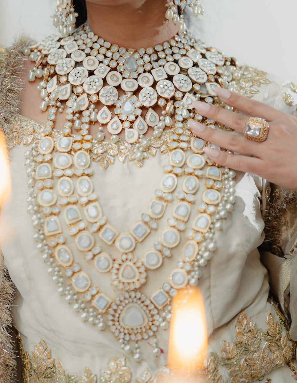 Sheesh Mahal Gold-plated Polki Mala